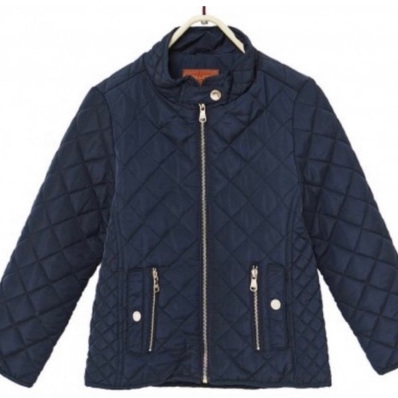Zara Girls Quilted Jacket Navy Blue Sz 9/10 - Picture 2 of 8